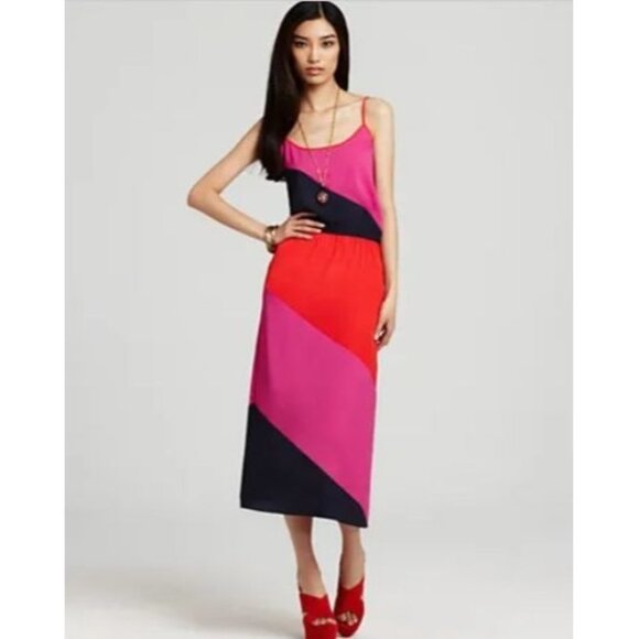 AQUA Women's SZ Medium Colorblock Slip Dress Lightweight Colorful Retro Y2K - Picture 1 of 10